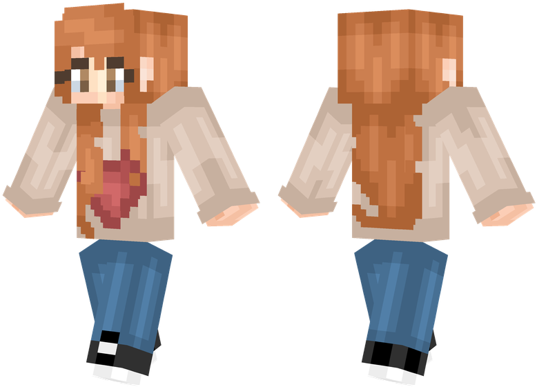 Heart Sweater - Minecraft Long Hair Skin (804x576), Png Download