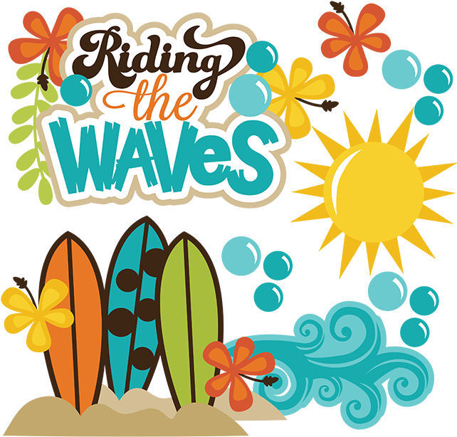 Pin Beach Waves Clipart - Wave With Surfing Board Clipart (648x624), Png Download