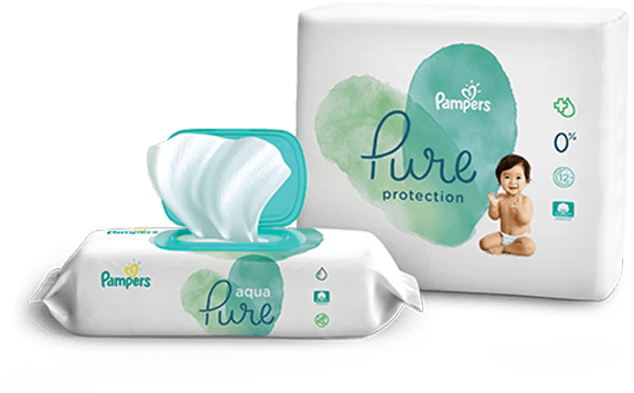 Pampers Pure Collection - Pampers Aqua Pure Wipes (600x400), Png Download