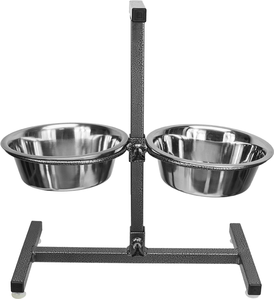 Adjustable Double Diner Elevated Dog Feeder - Raised Dog Bowl Png (975x975), Png Download