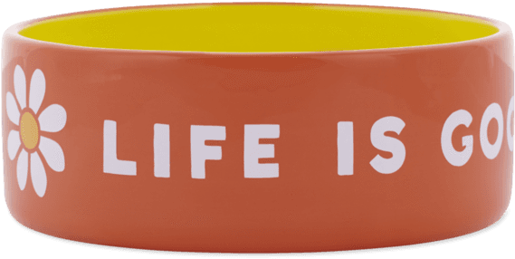 38oz Ceramic Daisy Life Is Good Dog Bowl - Life Is Good Dog Bowl (570x570), Png Download