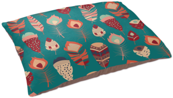 Bohemian Feather Print Dog Bed In Green - Dog (390x390), Png Download