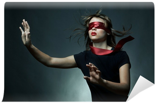 Portrait Of The Young Woman Blindfold Wall Mural • - Blind People Can Dream (400x400), Png Download