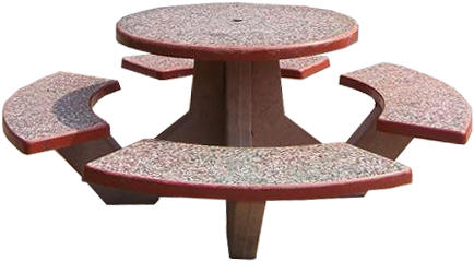 Round Table With Four Bench - Concrete (450x450), Png Download