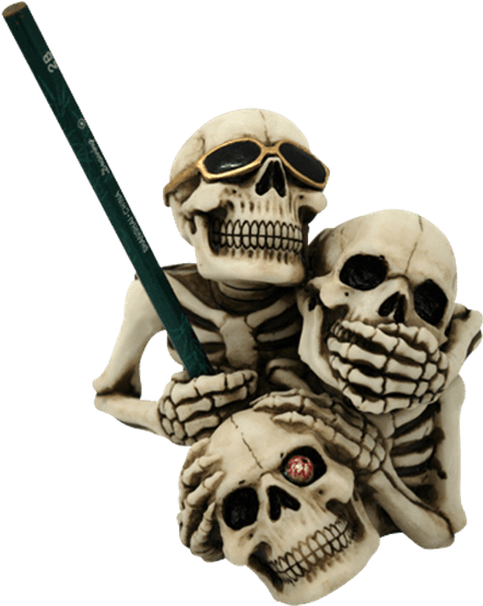 No Evil Skulls Pencil Holder - Skull (555x555), Png Download