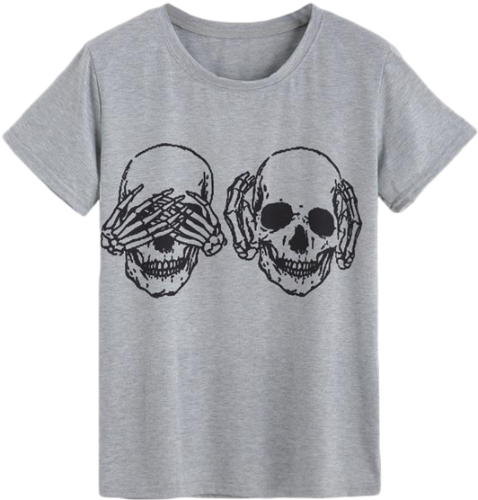 No Evil Skull Tee - Skull Print Drop Shoulder Sweatshirt (700x700), Png Download