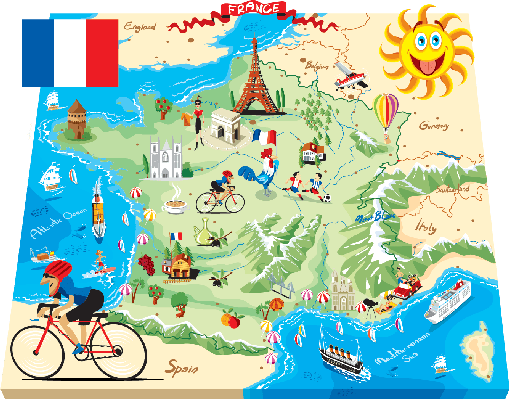 French Clipart France Map - Cartoon Map Of France (509x399), Png Download
