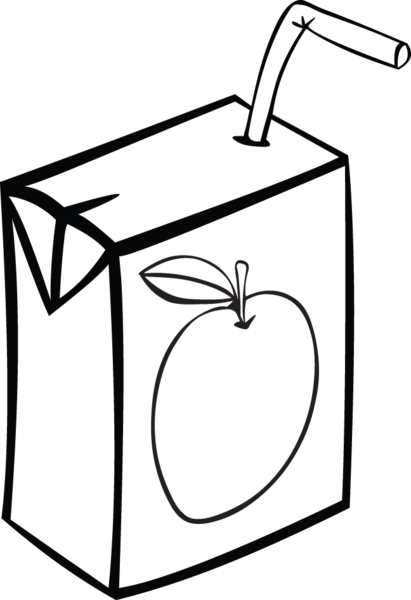 Juice Clipart Juice Box - Juice Box Clipart Black And White (411x600), Png Download