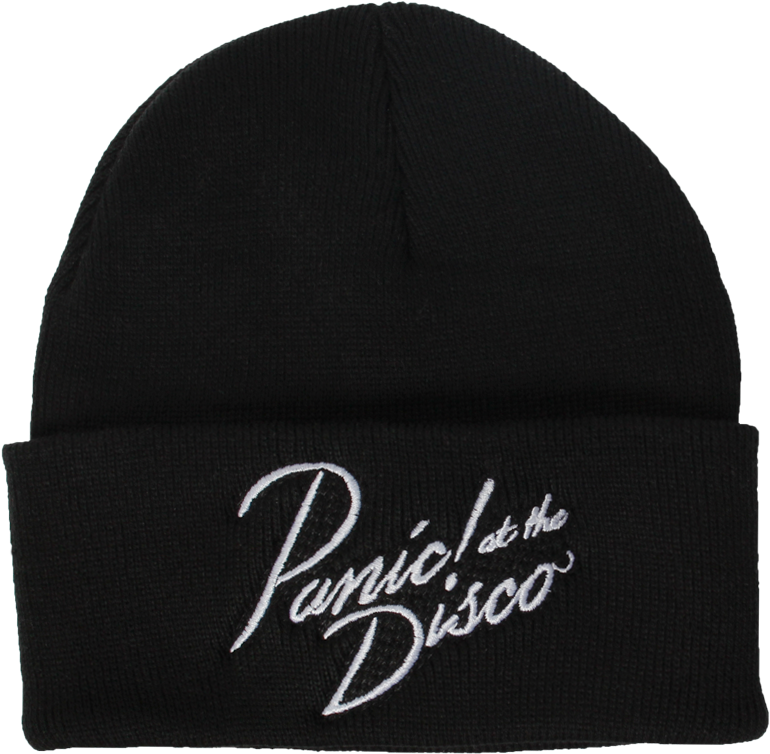 Panic At The Disco Logo Design On A Black Beanie - Panic At The Disco Cursive Name Bi-fold Wallet (1001x1001), Png Download