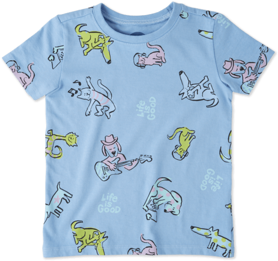 Toddlers Raining Cats And Dogs Crusher Tee Crew - Life Is Good (570x570), Png Download