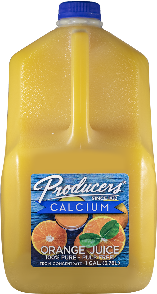 Calcium Orange Juice - Producers Dairy Foods, Inc. (1000x1500), Png Download