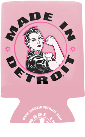 Made In Detroit Rosie The Riveter Can Koozie-pink - Rosie Trump Can Do It Square Sticker 3" X 3" (395x480), Png Download