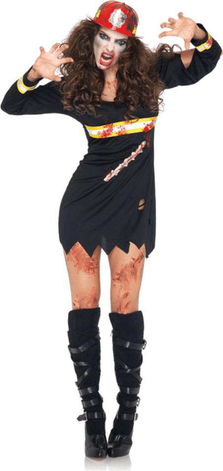 Leg Avenue Zombie Fire - Undead Fire Starter Costume, Zombie Firefighter Costume (600x951), Png Download