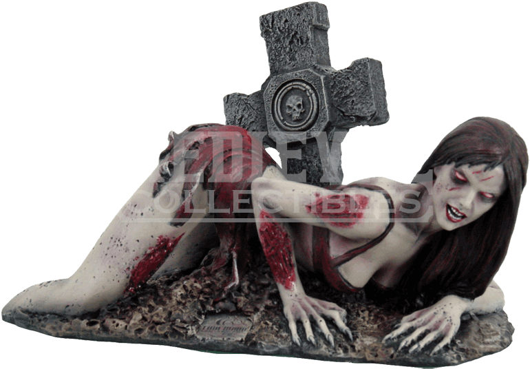 Graveside Zombie Girl Statue - Undead Zombie Stripper Girl Statue Skull Emerging (850x850), Png Download