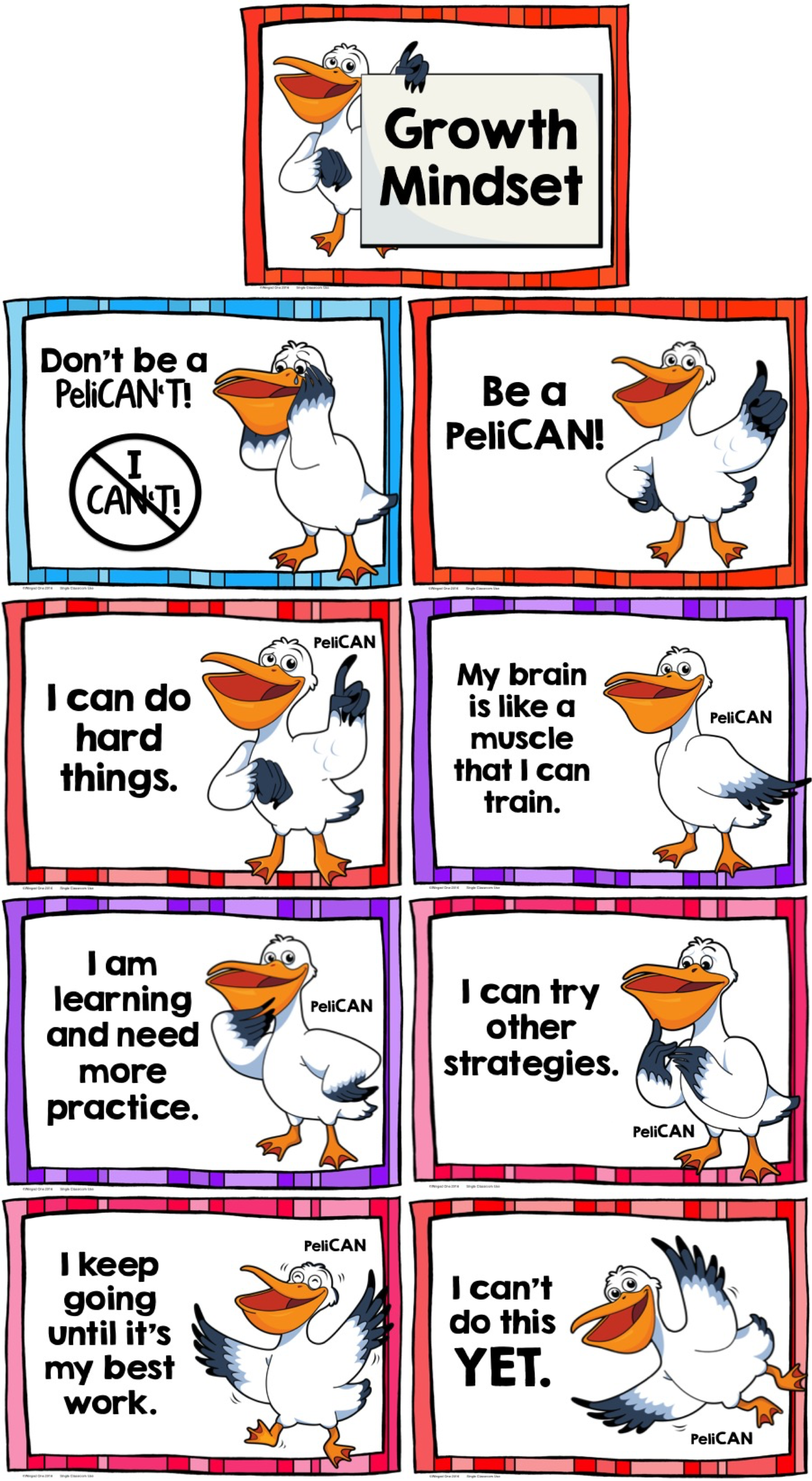Growth Mindset With Pelican - My Brain Is A Muscle That Grows (2240x4081), Png Download