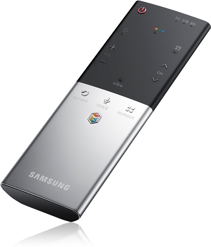 Talk To Your Tv Remote And Use Gestures- No Buttons - Samsung Series 8 Remote (419x490), Png Download