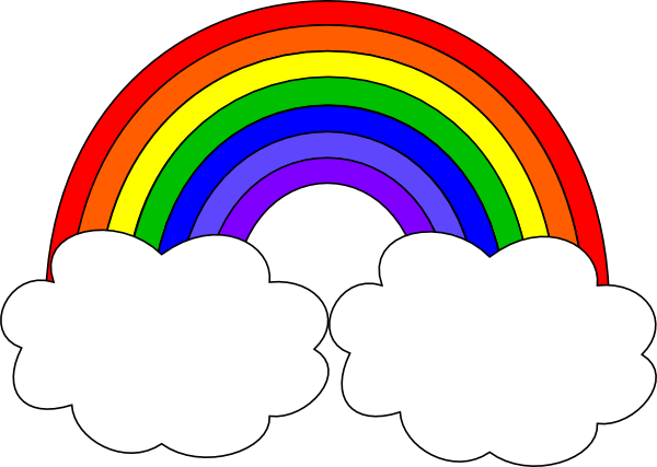 Vector Clipart Rainbow - Cloud And Rainbow Clipart (600x427), Png Download