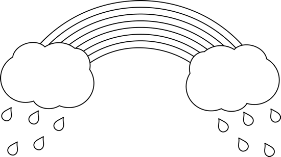 Black And White Rainbow And Rain Clip Art - Rainy Season Pictures Clip Art Black And White (550x308), Png Download