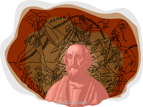 Homer, Greek Poet - Greek Homer Clipart (480x360), Png Download