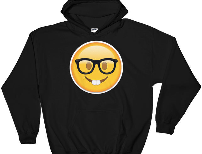 Emoji Hoodie Nerd Face With Glasses Just Emoji - Initial D Sweatshirt (800x491), Png Download