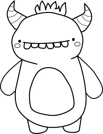 Uselesstrinkets Teeth Monster Freebie By Jessafeig - Monster Black And White (349x451), Png Download