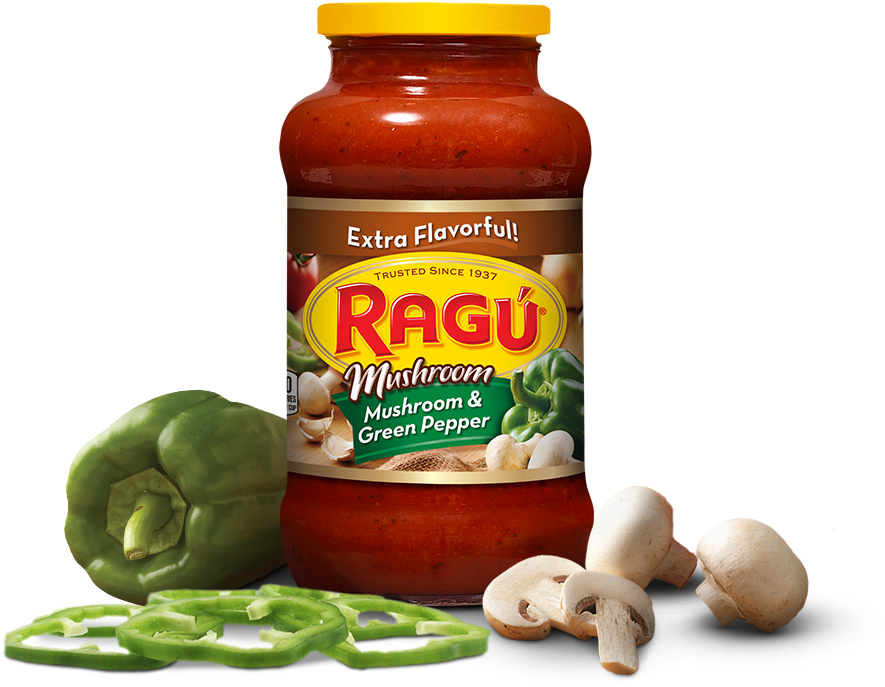 Mushroom & Green Pepper Sauce - Ragu Chunky Pasta Sauce, Mushroom - 24 Oz Jar (1000x800), Png Download