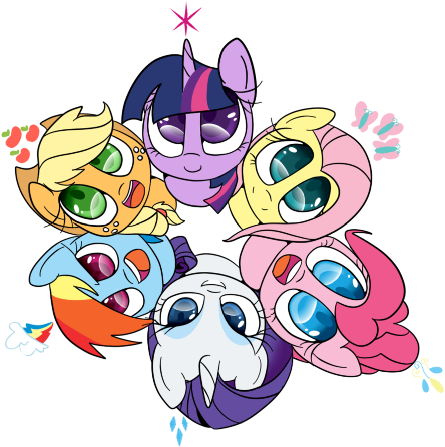 Fanmade Cute Mane Six In A Circle - My Little Pony Kawaii (894x894), Png Download