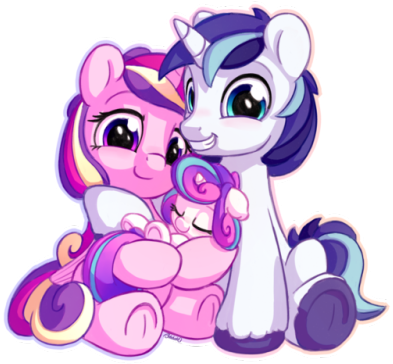 A Proud Horse Family Portrait - Princess Cadence Shining Armor And Flurry Heart (500x393), Png Download