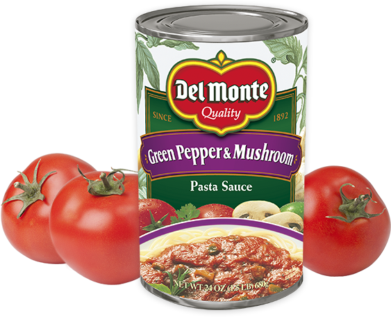 Green Pepper & Mushroom Pasta Sauce - Del Monte Meat Flavored Pasta Sauce 24 Oz. Can (1050x455), Png Download