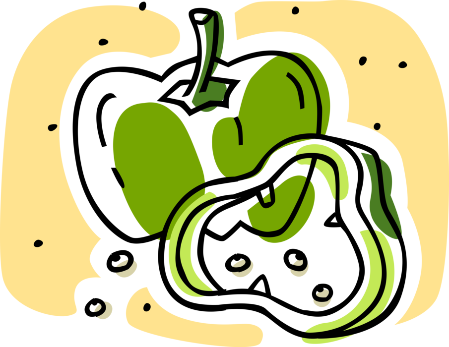 Vector Illustration Of Green Pepper Capsicum Bell Pepper (905x700), Png Download
