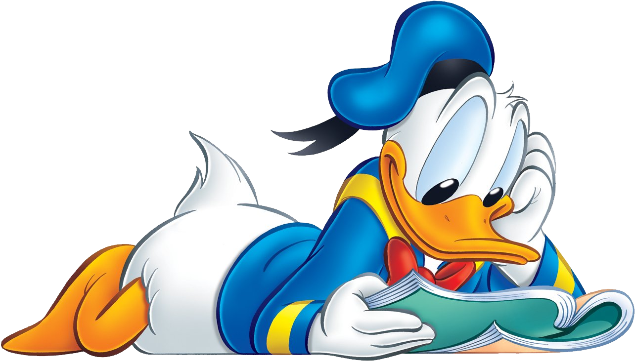 Donald Duck Read Book (1387x731), Png Download