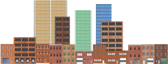 Deluxe Ho Scale Model Train Background Kit With Storefronts - Deluxe Ho Scale Train Layout Background Kit W/ Storefronts (579x240), Png Download