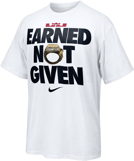 Lebron Earned Not Given T Shirt (480x572), Png Download