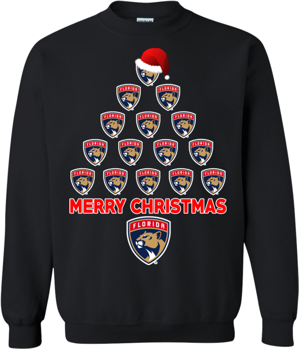 Florida Panthers Ugly Christmas Sweaters Merry Christmas - Florida Panthers Team Logo Hoodie - Youth (600x600), Png Download