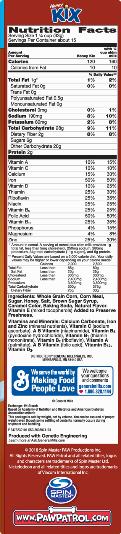 Honey Kix, Family Size Breakfast Cereal, 18 Oz Box - Reese's Puffs Cereal - 22.9 Oz Box (1800x1800), Png Download