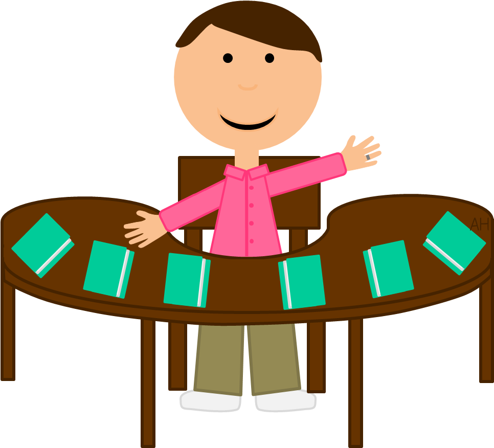 Best Reading Teacher Clipart - Teacher At Table Clipart (979x875), Png Download
