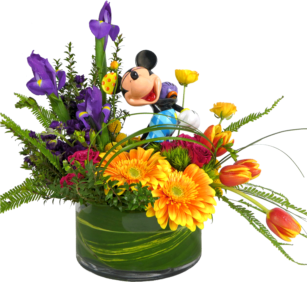 Mickey Mouse Tropical Flower Arrangement (1024x1024), Png Download