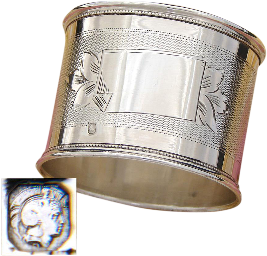 Antique French Sterling Silver Napkin Ring, Banner - Napkin Ring (869x869), Png Download