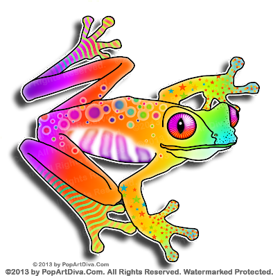 Fun, Colorful Frog Art Inspired By Sixties Pop - Cafepress Pop Art Frog Tile Coaster (400x400), Png Download