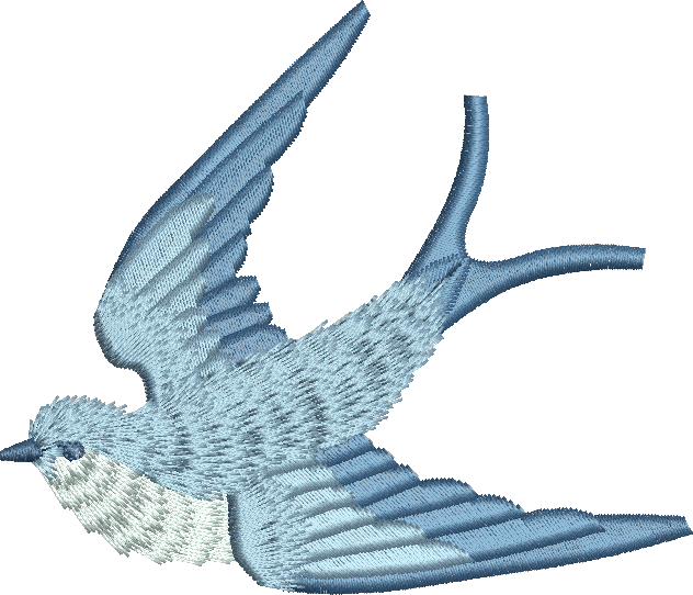 Blue Bird Embroidery Design (632x542), Png Download