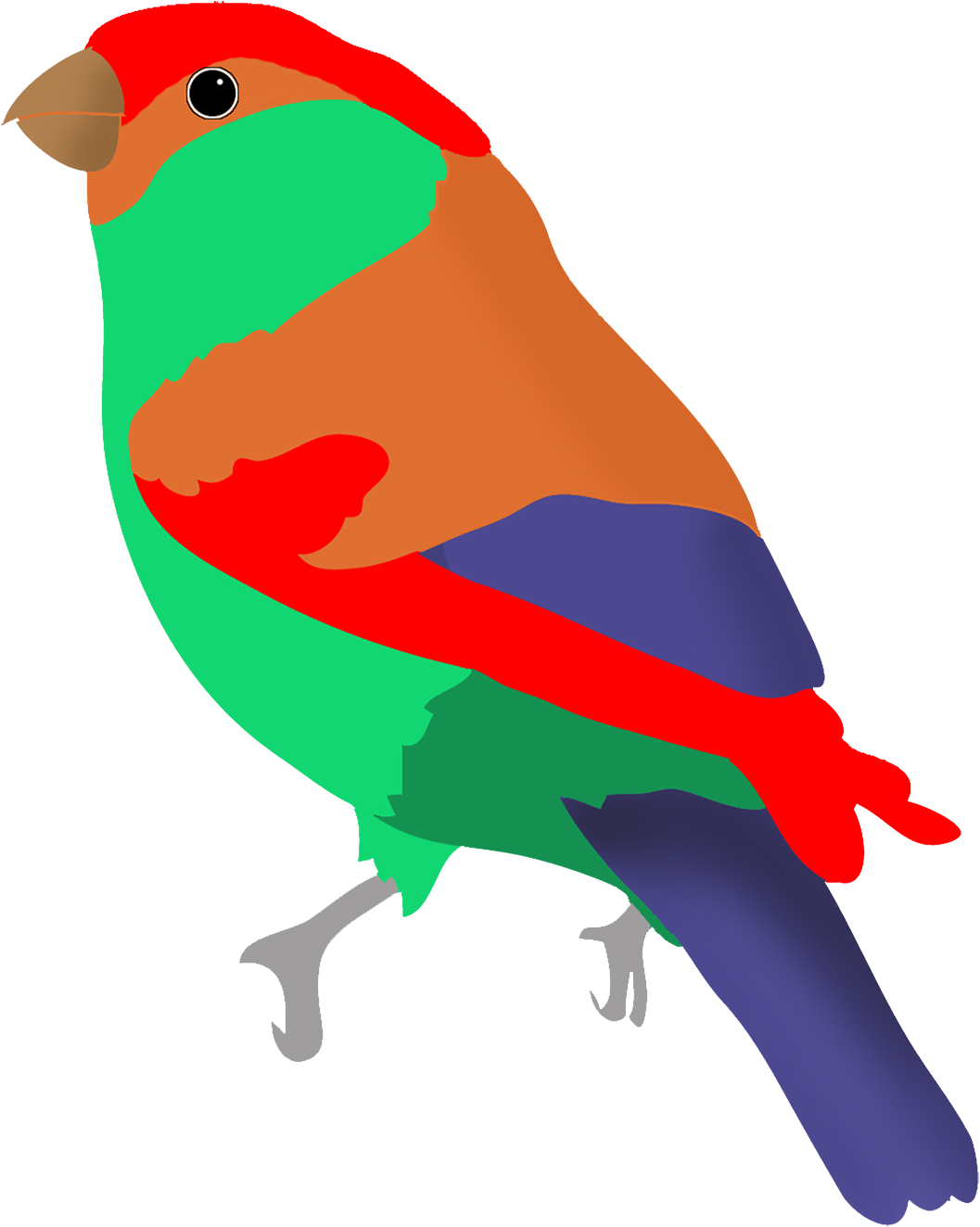 Graasisken Colored, Colorful Bird In Fantasy Colors - Colorful Bird Clipart (1063x1325), Png Download