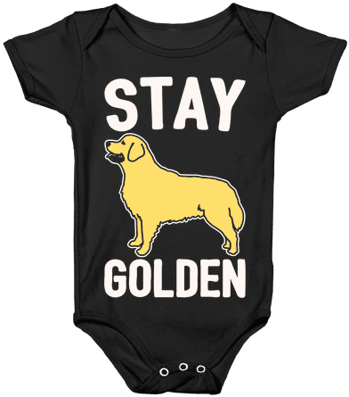 Stay Golden Golden Retriever White Print Baby Onesy - Thicc Potato (484x484), Png Download