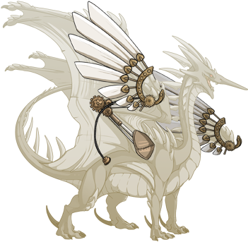 Gold Steampunk Wings Rback M - Flight Rising Ridgeback Male (350x350), Png Download