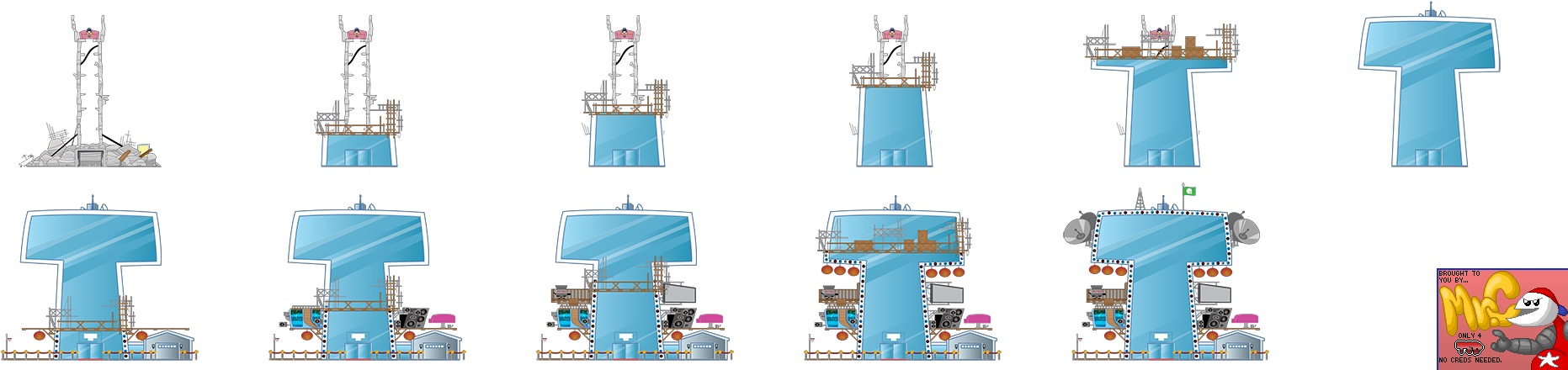 Click For Full Sized Image Tower Upgrade Status - Teen Titan Tower Sprite (1908x460), Png Download