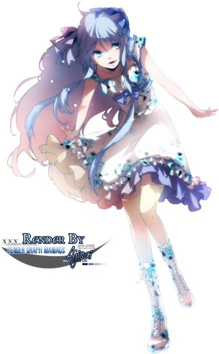 Beaux Dessins ♀ - Manga Fille Robe Bleu (500x751), Png Download