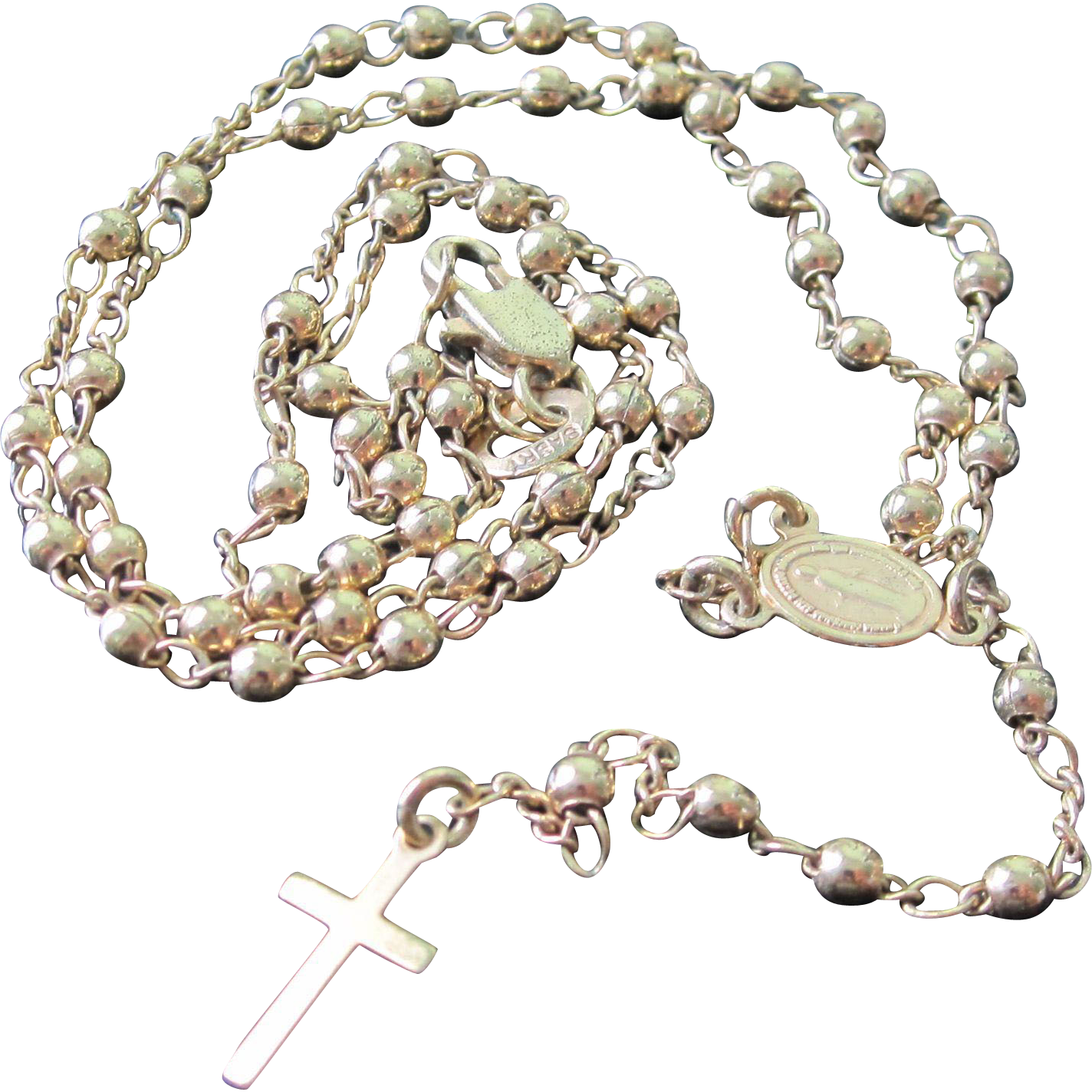 Vintage Gold Tone Rosary With Sacred Heart Medallion - Rosary Gold Heart Png (1424x1424), Png Download