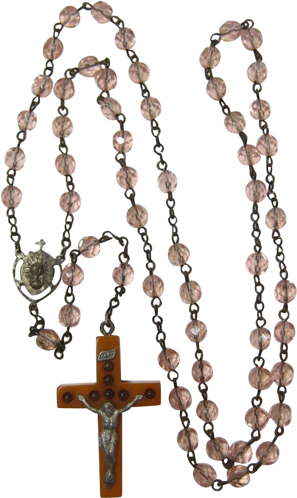Rare Rosary With Bakelite Crucifix With Stanhope Seven - Crucifix (986x986), Png Download