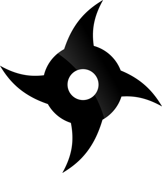 Free Photo Ninja Black Graphic Metal Wurfstern Fight - Ninja Black And White (673x720), Png Download