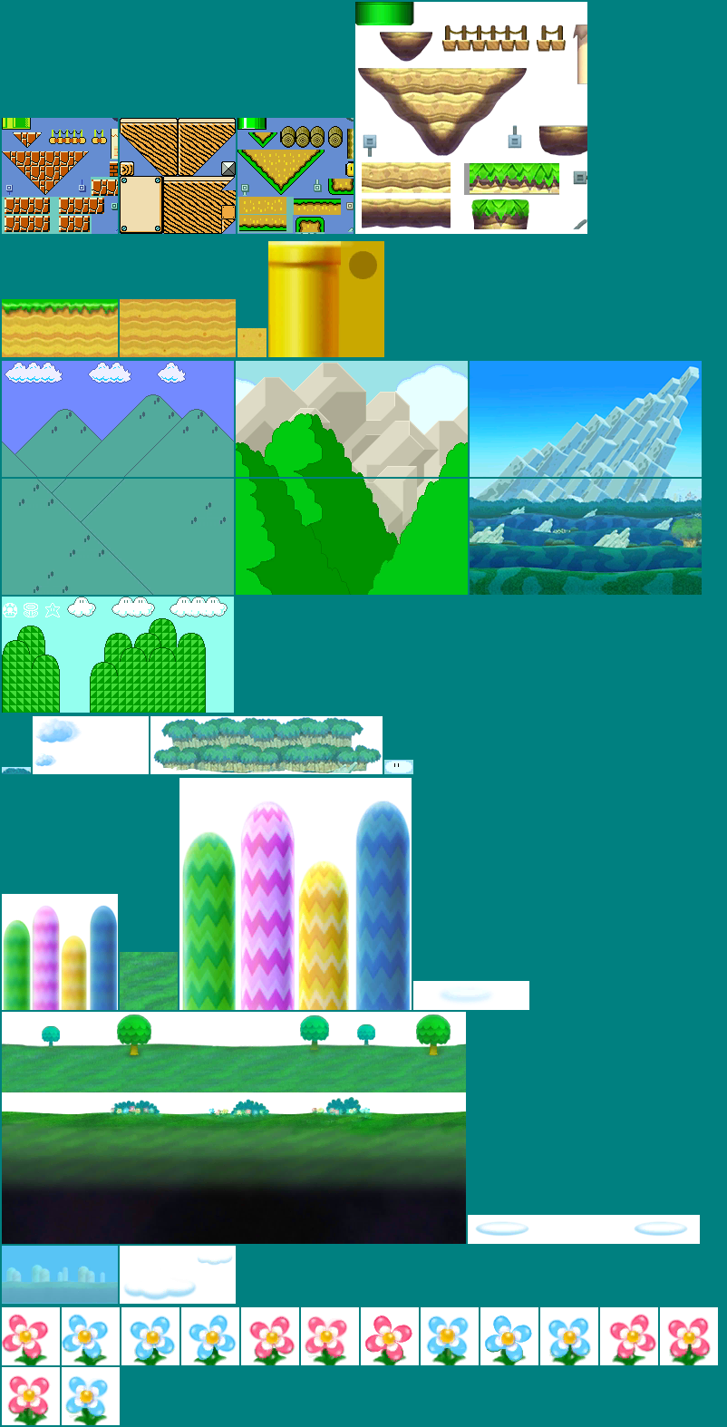 Click For Full Sized Image Mario Maker & Golden Plains - Super Mario Maker 3ds Sprites (802x1574), Png Download
