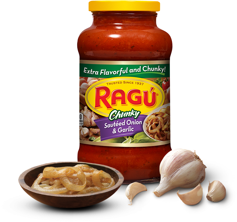 Sautéed Onion & Garlic Sauce - Ragu Chunky Roasted Garlic (1000x800), Png Download
